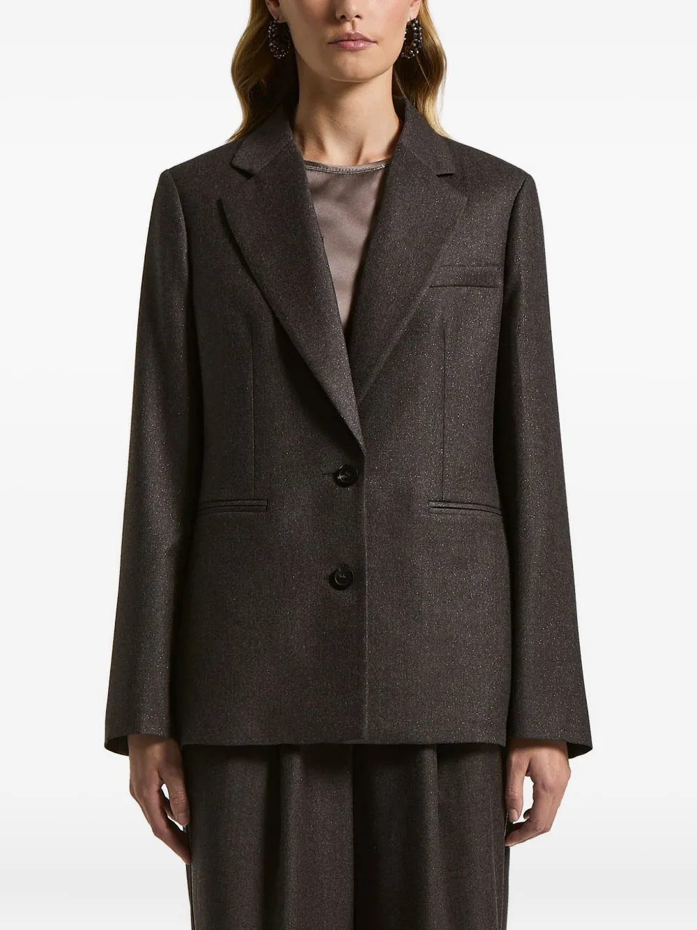 

Однобортный шерстяной пиджак Peserico, коричневый