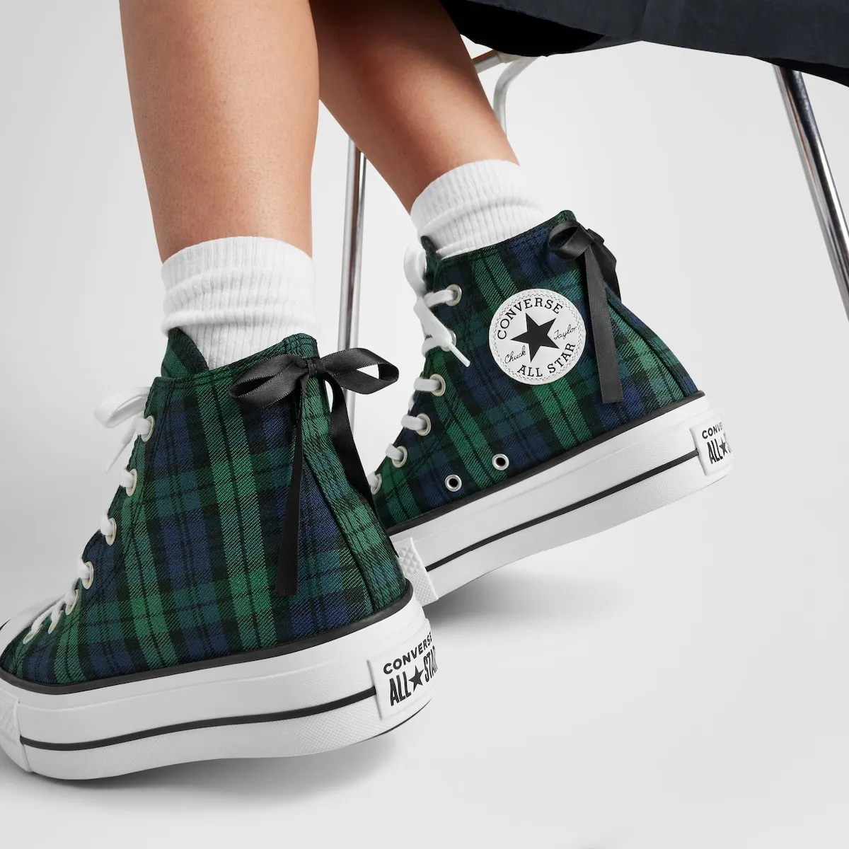 Женские кеды Chuck Taylor All Star Lift Plaid Converse, зеленый/темно-синий — фото 2