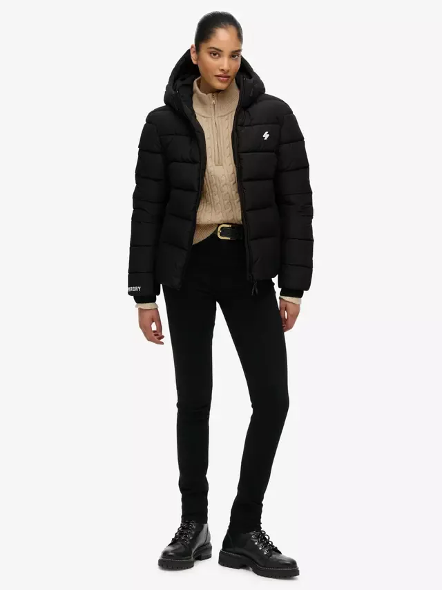 Пуховая куртка Spirit Sports с капюшоном, черная Superdry — фото 3