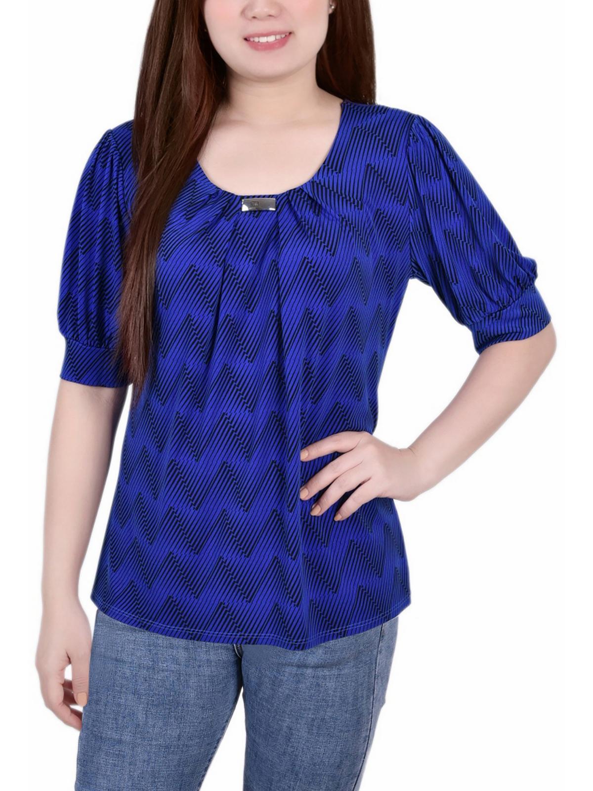 

Женский топ-пуловер Petites Printed NY Collection, цвет surf the web blk zig zag