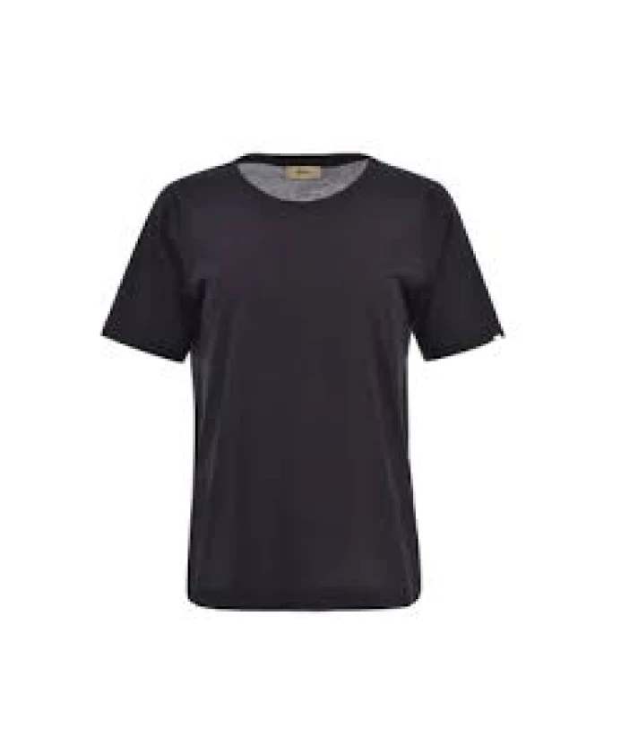 

Хлопковая футболка темно-синего цвета с серебряным логотипом. Herno, черный