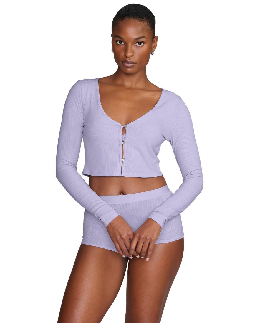 

Женский укороченный кардиган из модального шелка в рубчик CUUP, Lilac