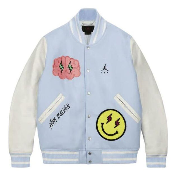 

Куртка Air Jordan x J Balvin Varsity Jacket 'White Blue', синий