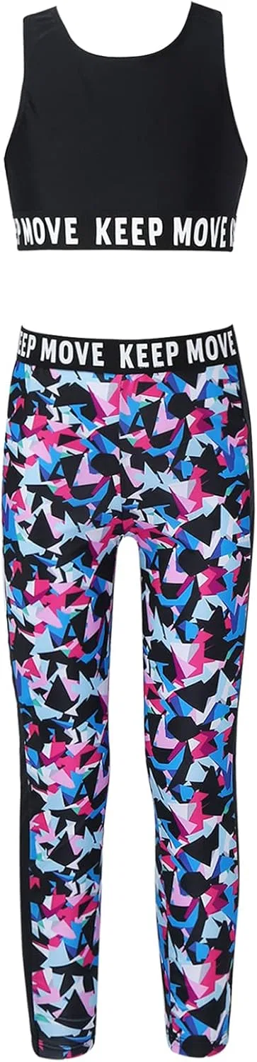 Детский спортивный комплект топ и леггинсы Moggemol, принт, Colorful-rhombus