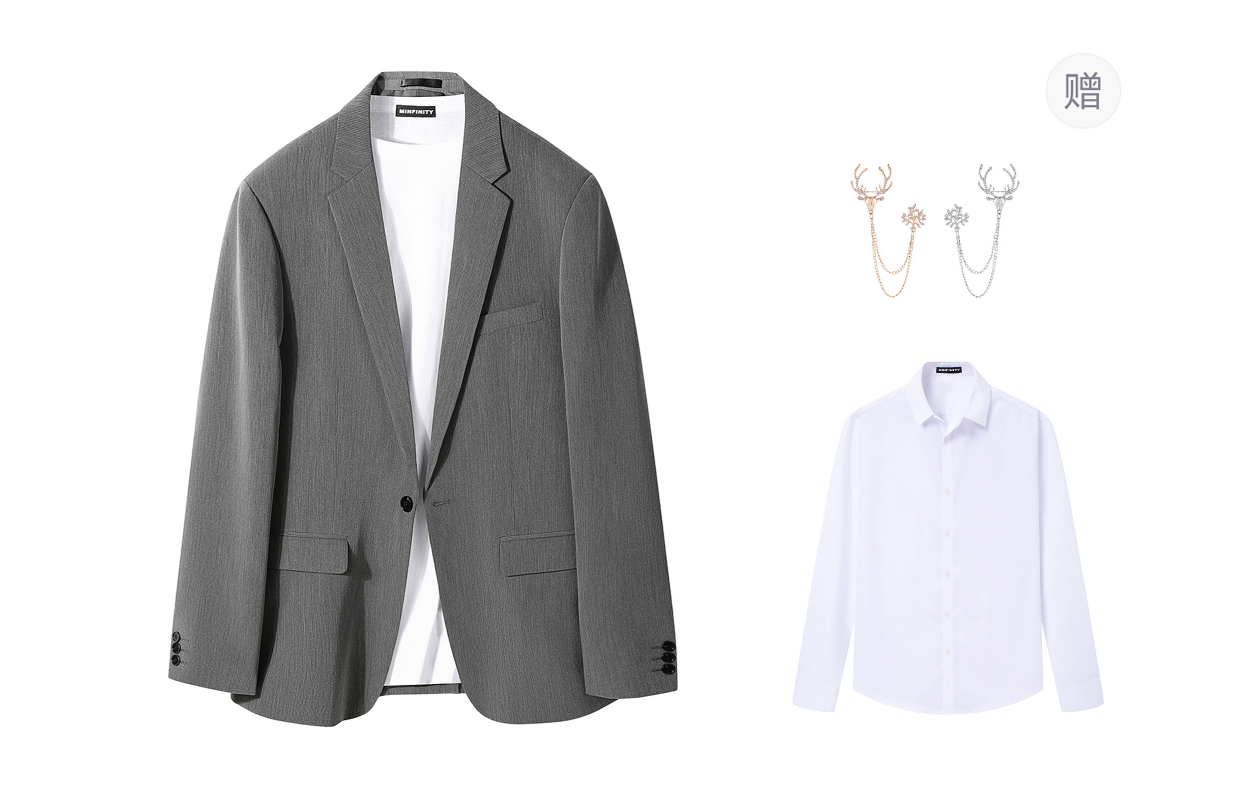 

Minfinity Костюмный пиджак унисекс, Gray (Includes Brooch+Shirt)