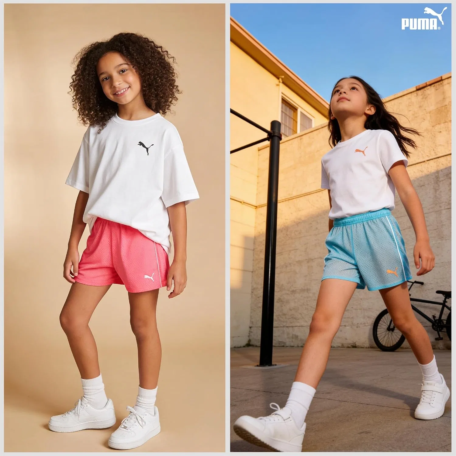 Спортивные шорты PUMA для девочек - двойные сетчатые шорты Dolphin для активного отдыха и игр на свежем воздухе, черный — фото 4