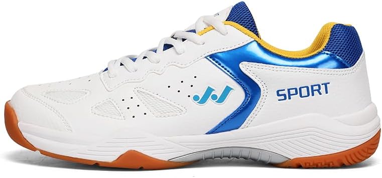 

Мужские спортивные кроссовки стильные для игры в зале, настольный теннис, бадминтон, профессиональные беговые кроссовки Lhyxu, белый/синий