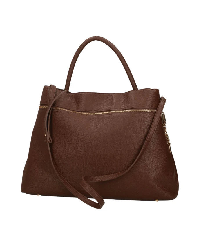 

Сумка-Шоппер с карманом и овальным Т-образным замком. Twinset, коричневый