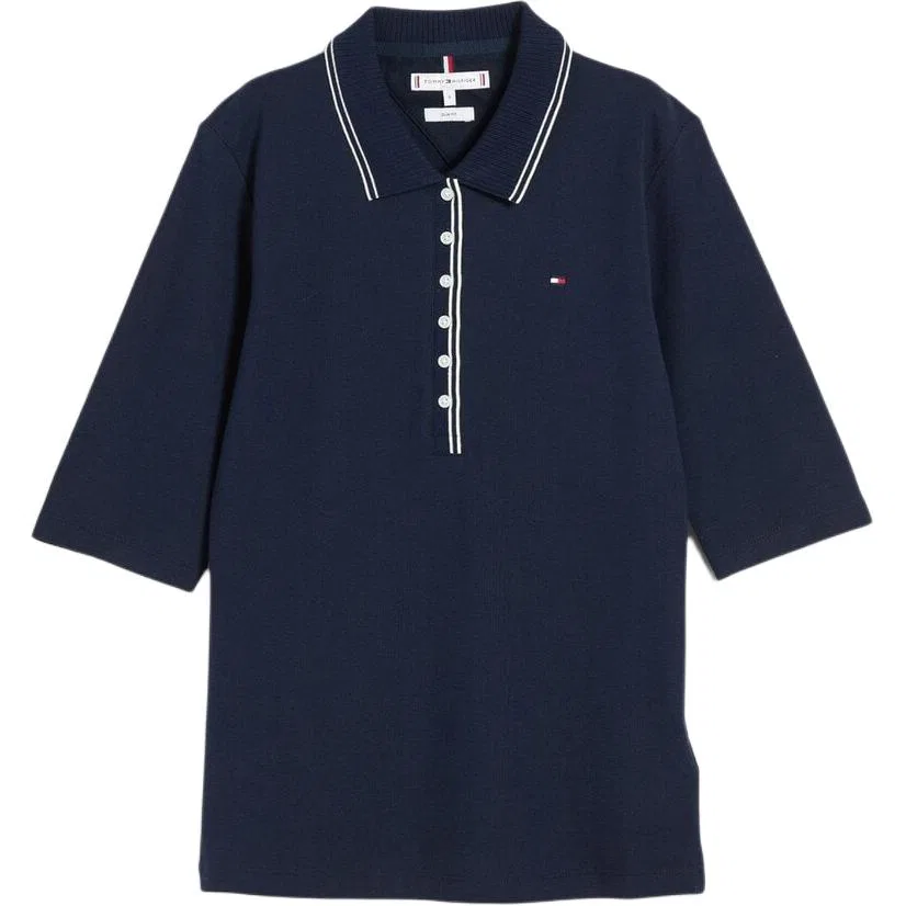 Поло женское хлопковое Tommy Hilfiger синее