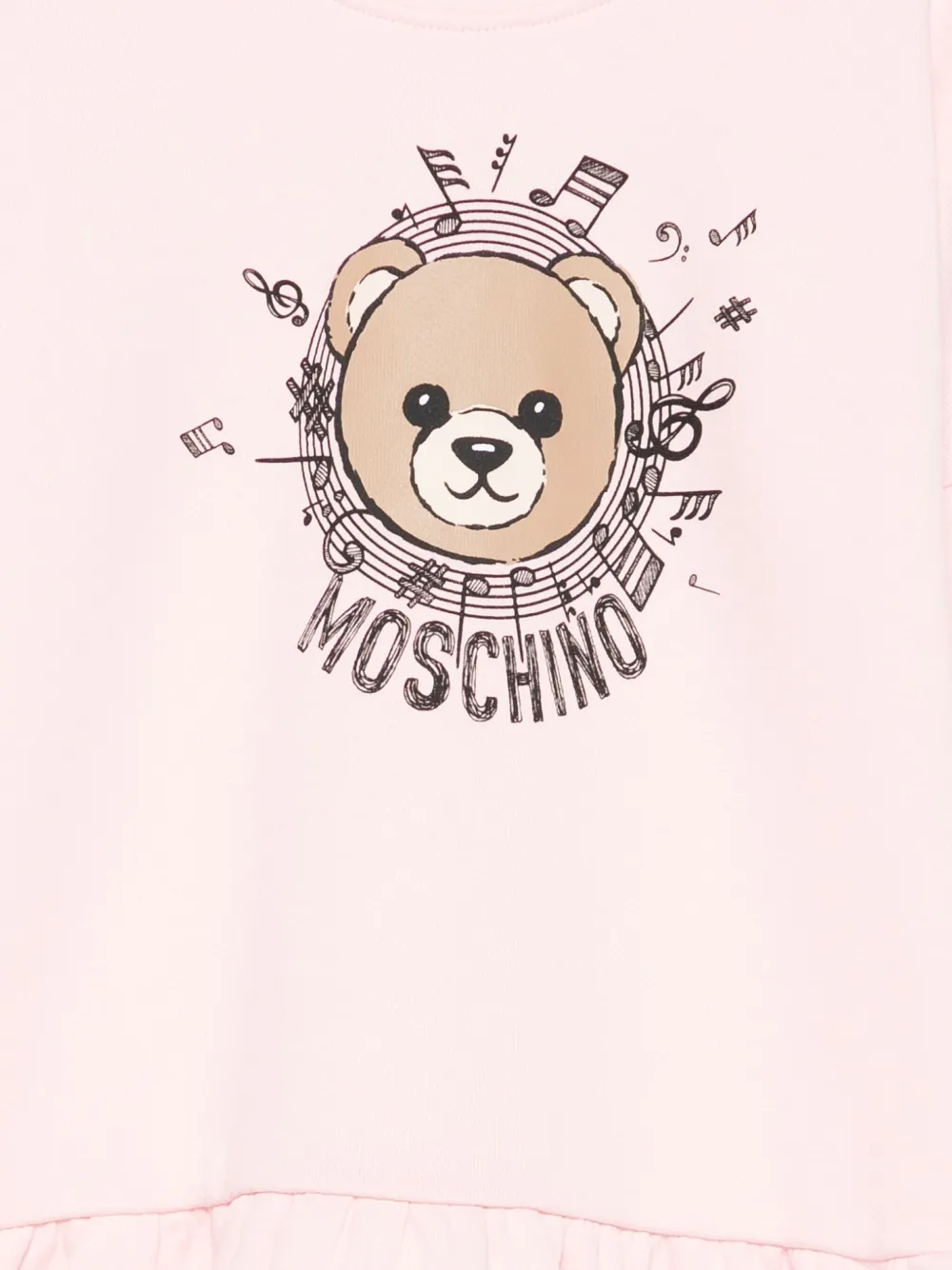 Платье с оборками и принтом «Медвежонок Тедди» Moschino Kids, розовый — фото 3