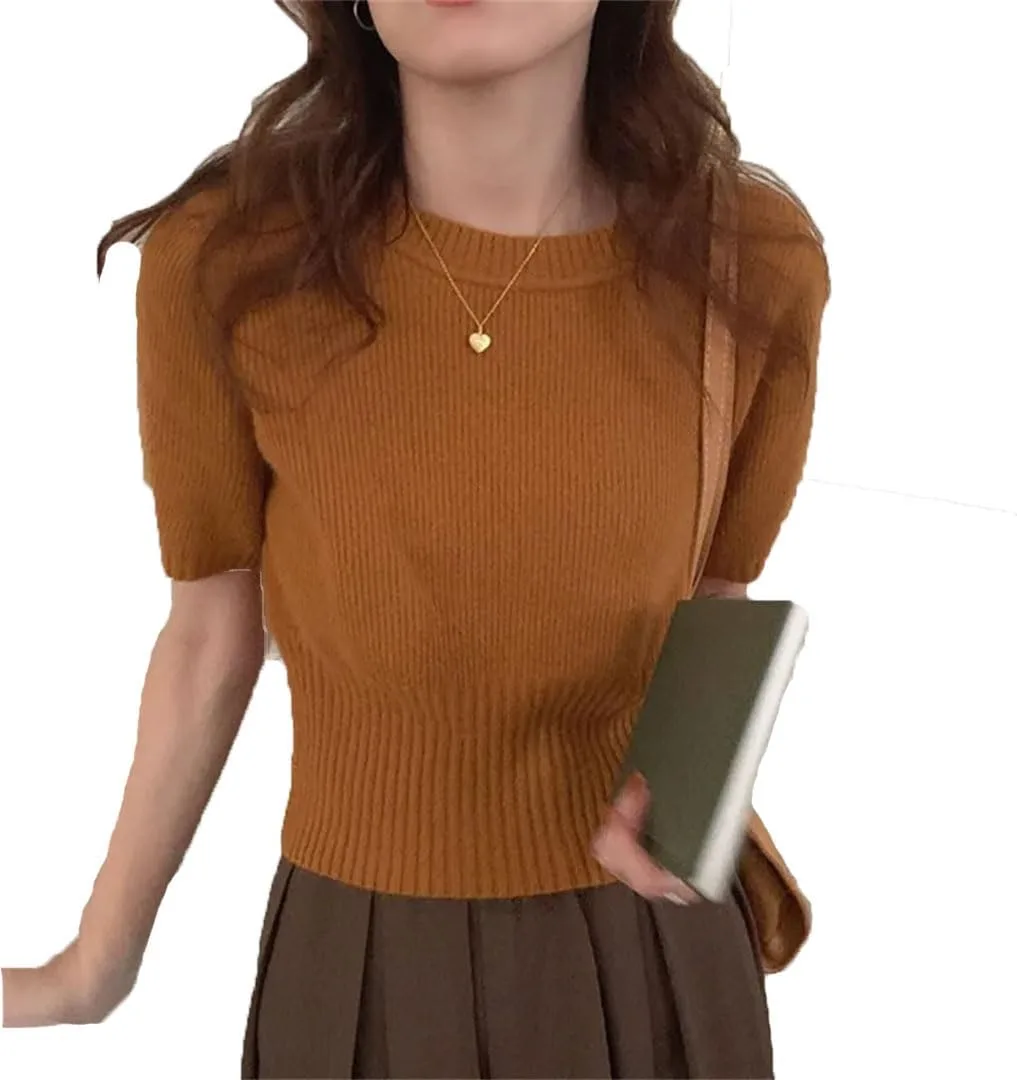 

Женский трикотажный топ с коротким рукавом и свободным низом