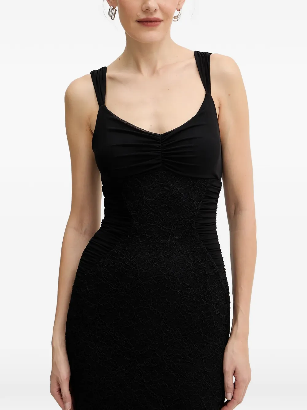 

Сарафан миди Caitlyn с кружевом и воланами Guess Usa, черный