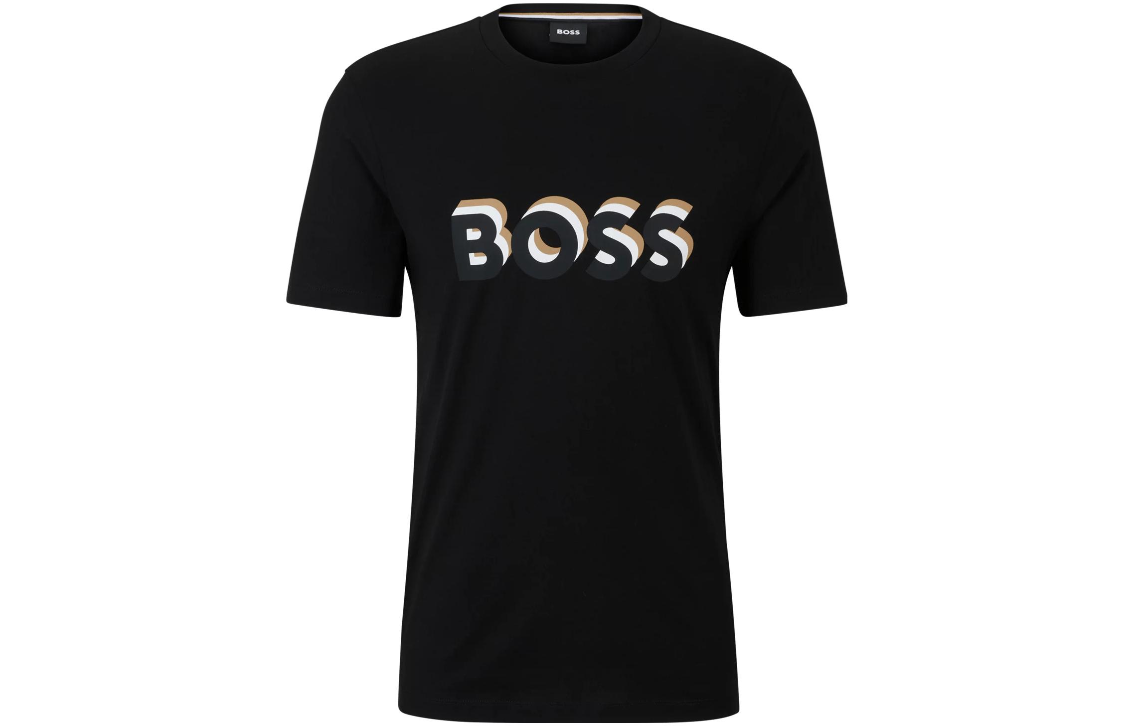 

HUGO BOSS Футболка мужская черная FW23, Черный, HUGO BOSS Футболка мужская черная FW23
