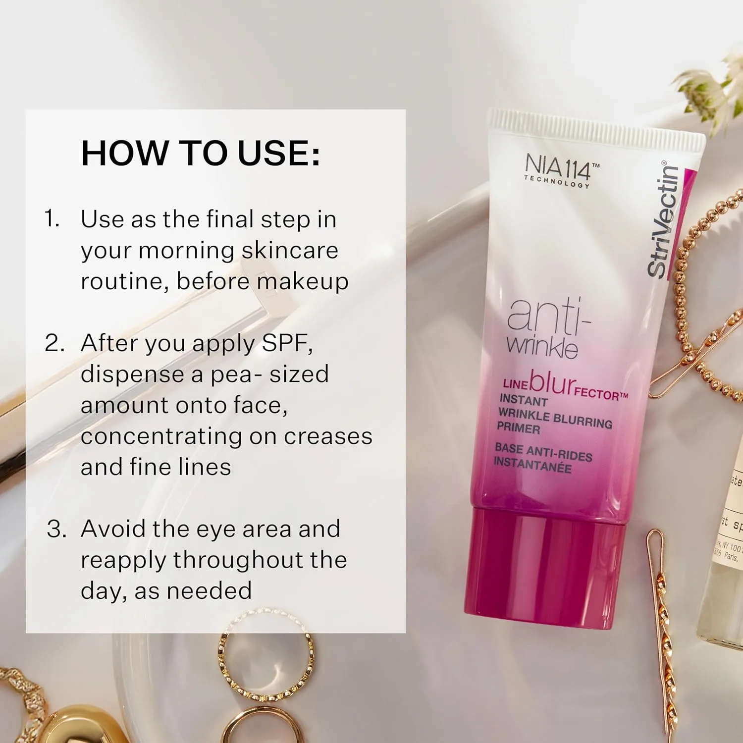 StriVectin Line BlurFector Instant Wrinkle Blurring Primer, праймер для кожи, помогающий разгладить и заполнить морщины, основа под макияж для гладкой кожи, 1 унция. — фото 4