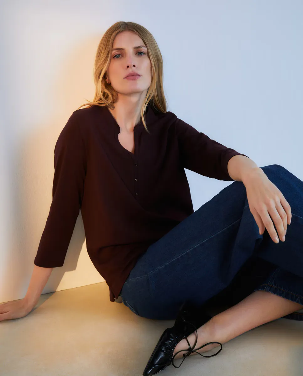 

Женская базовая футболка с длинными рукавами Woman El Corte Inglés, цвет 291 Berenjena