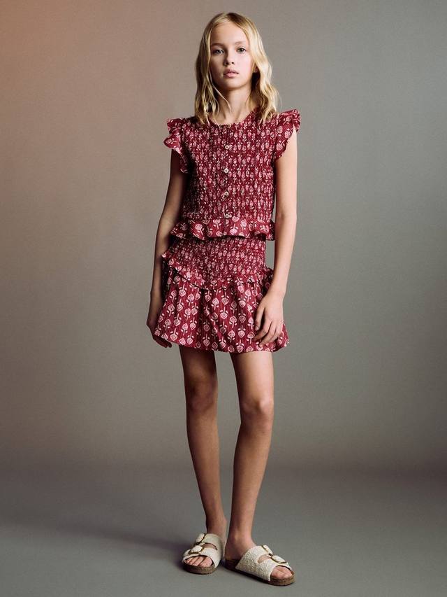 

Детская мини-юбка с рюшами и сборками Mango, Medium Red