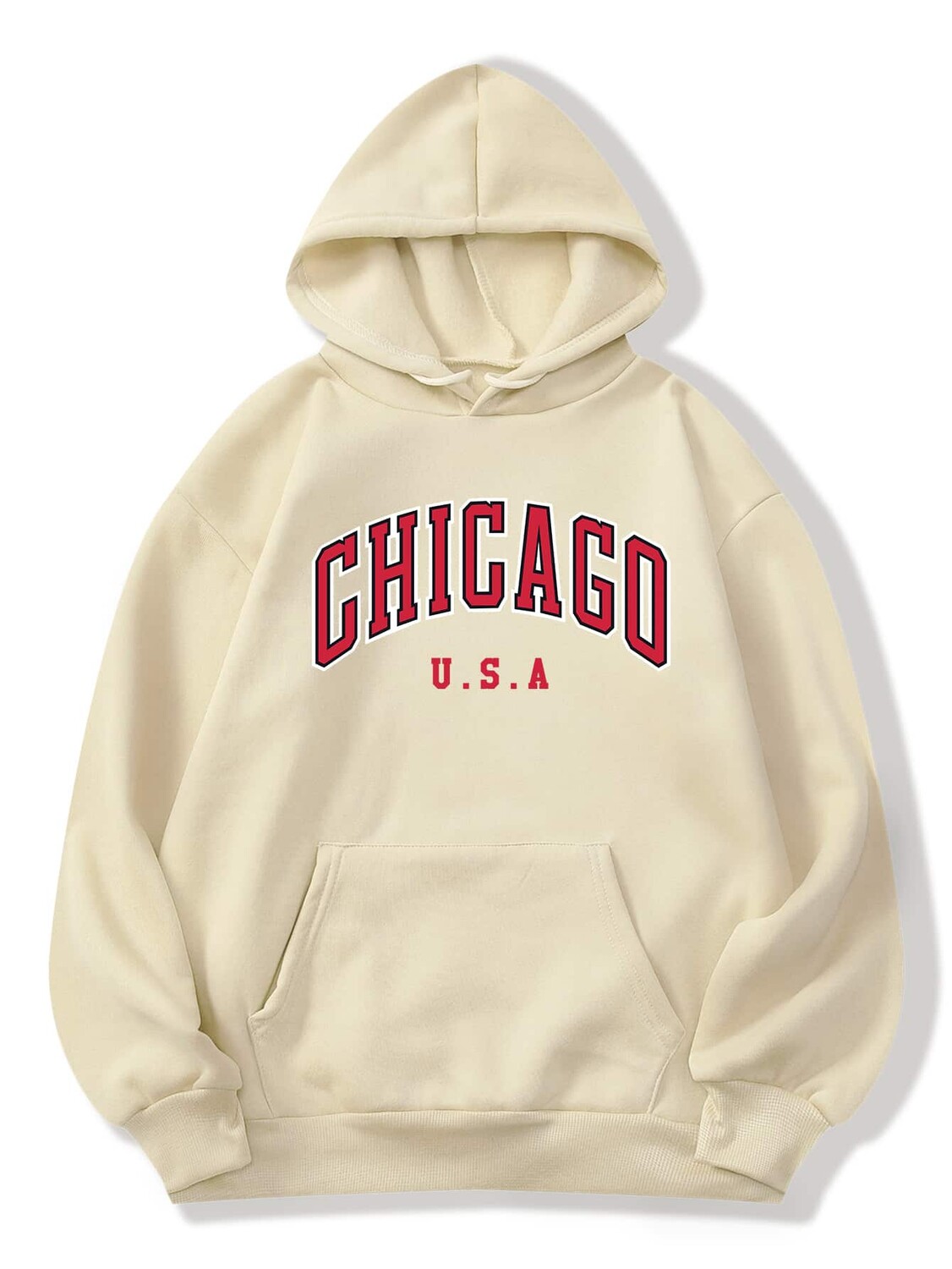 

Толстовка SHEIN EZwear обеспечивает необходимое количество тепла и охлаждения. буквенная графика Сумка-кенгуру, ремень, абрикосовый цвет