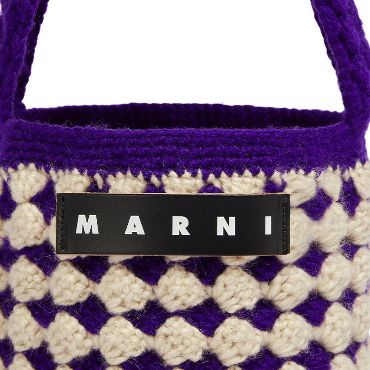 MARNI Акриловая вязаная сумка, женская темно-фиолетовая сумка через плечо — фото 4