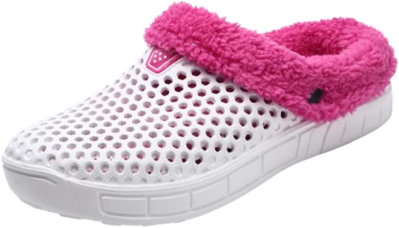 

Мужские деревянные сабо однотонного цвета для теплой погоды с перфорацией, теплая плюшевая подкладка, легкие и удобные, с противоскользящей и прочной подошвой из EVA, подходят для использования в помещении и дома в качестве тапочек Clolinde, бел...