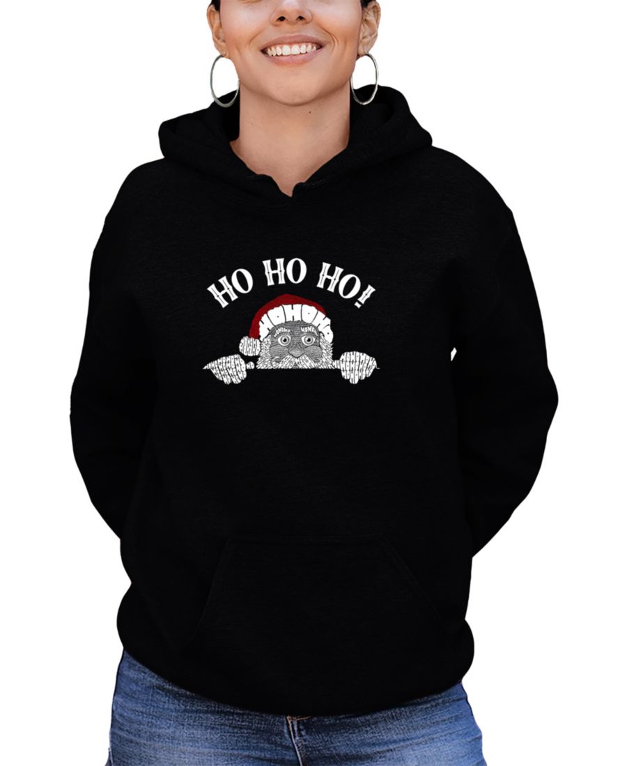 

Женская толстовка с длинными рукавами с надписью "Выглядывающий Санта" LA Pop Art, Black