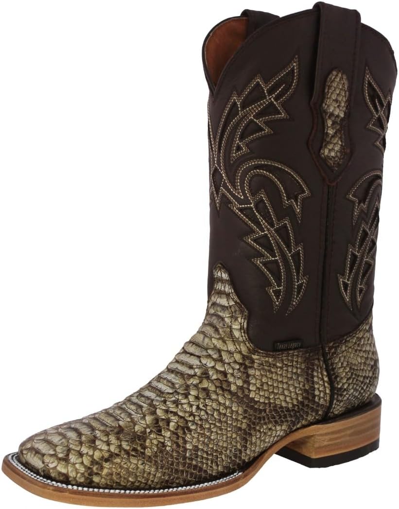 

Мужские вестерн-сапоги Texas Legacy медового цвета с кожей питона и квадратным носком, Honey