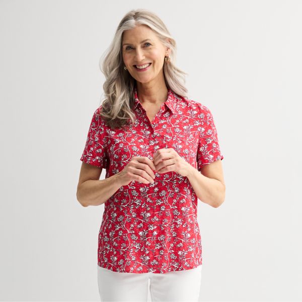 

Маленькая кемпинговая рубашка Croft & Barrow, цвет red sketchy floral