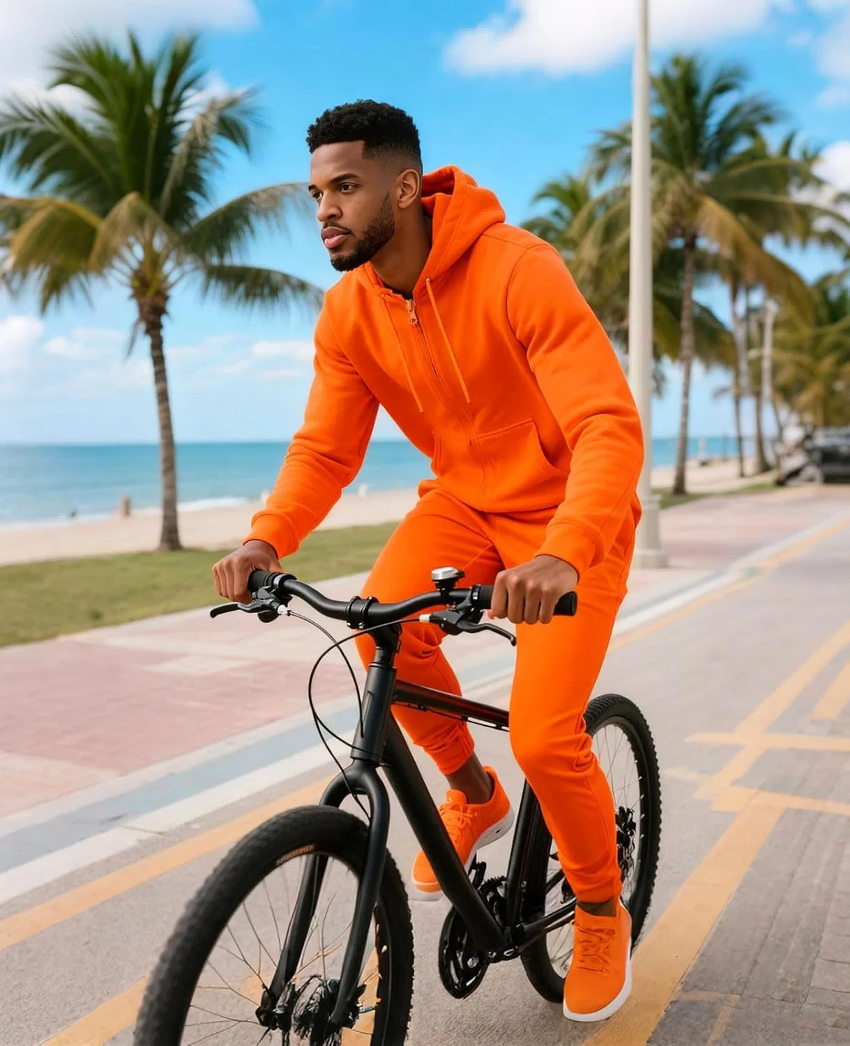 Mlgaril Мужские спортивные костюмы из двух частей: толстовка на молнии, спортивный костюм для бега, повседневная одежда для мужчин, размер 2XL, оранжевый — фото 4