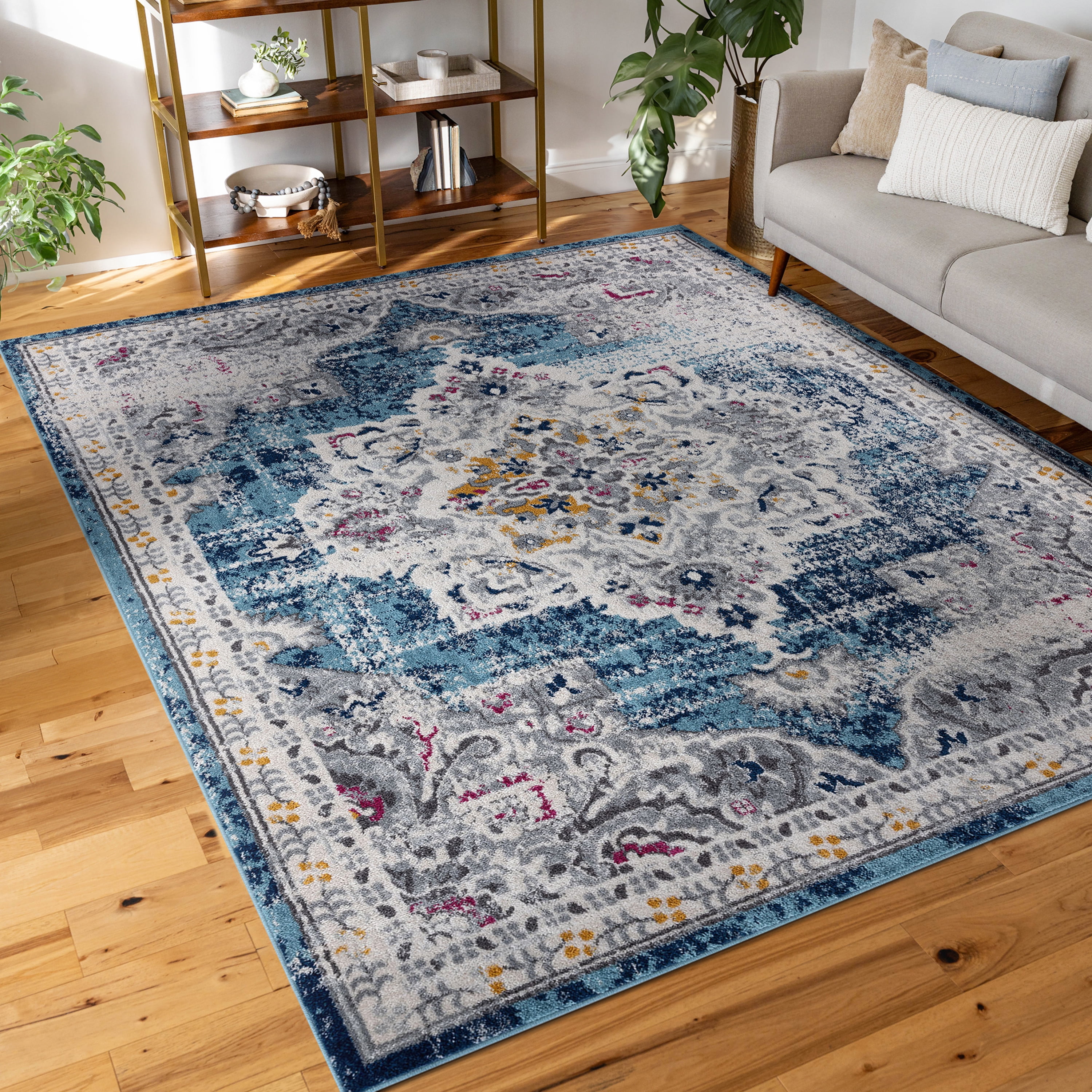 

Ковер полипропиленовый Diamond Bliss Rugs, синий / кремовый