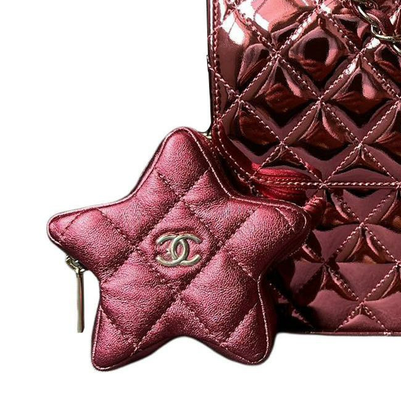 Кошелек-рюкзак из телячьей кожи женский неоново-розовый CHANEL — фото 3