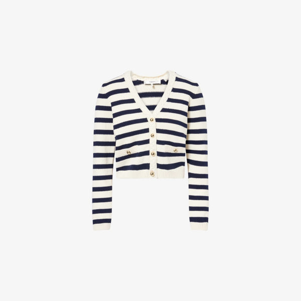 

Кардиган из смесового хлопка с вязаным узором «гавань» Harbor stripe-print Frame, мультиколор