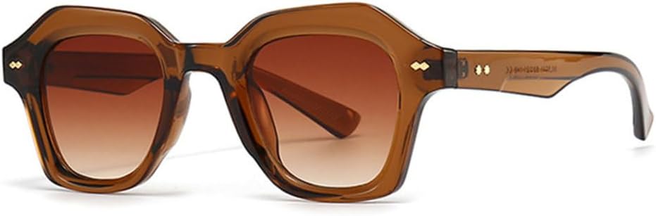 

Винтажные солнцезащитные очки Polygon для женщин, модные панк-очки с градиентным переходом цвета, защита от УФ-излучения UV400 для мужчин, трендовые солнцезащитные очки с заклепками generic, Brown Tea Gradient