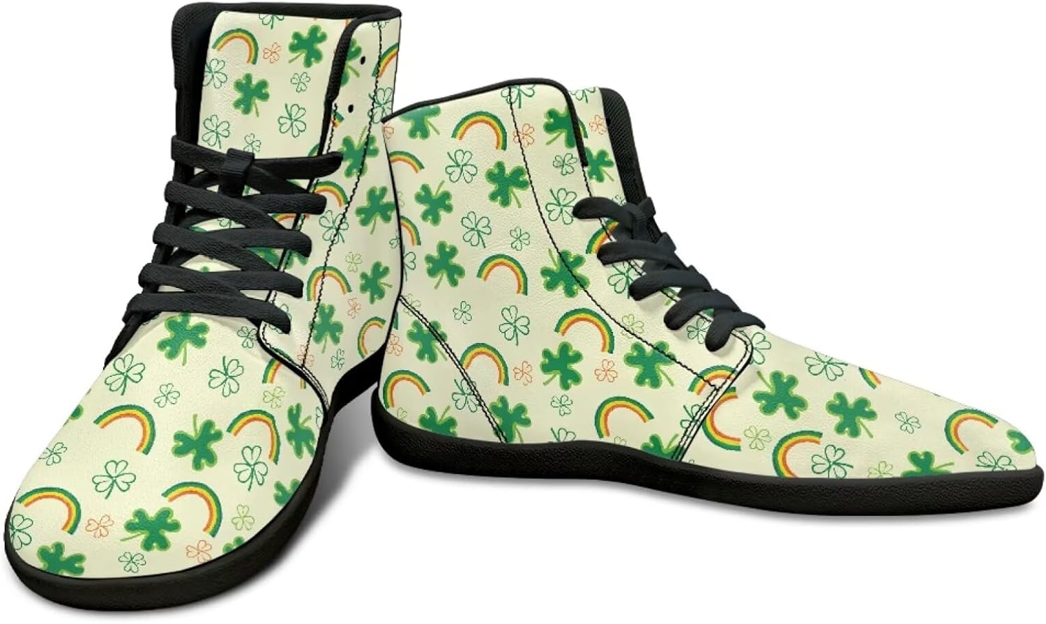 

Высокие кроссовки для бега на День святого Патрика - борцовки из ПУ - заземленная обувь для мужчин Watdotory, Leafy Rainbow Design