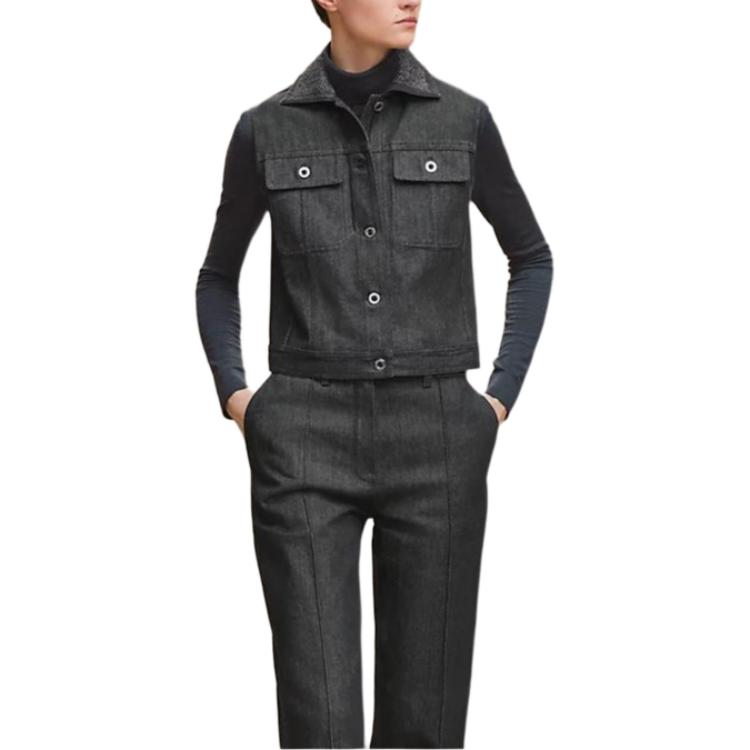 HERMES Женская жилетка угольно-серого цвета, Charcoal Gray — фото 3