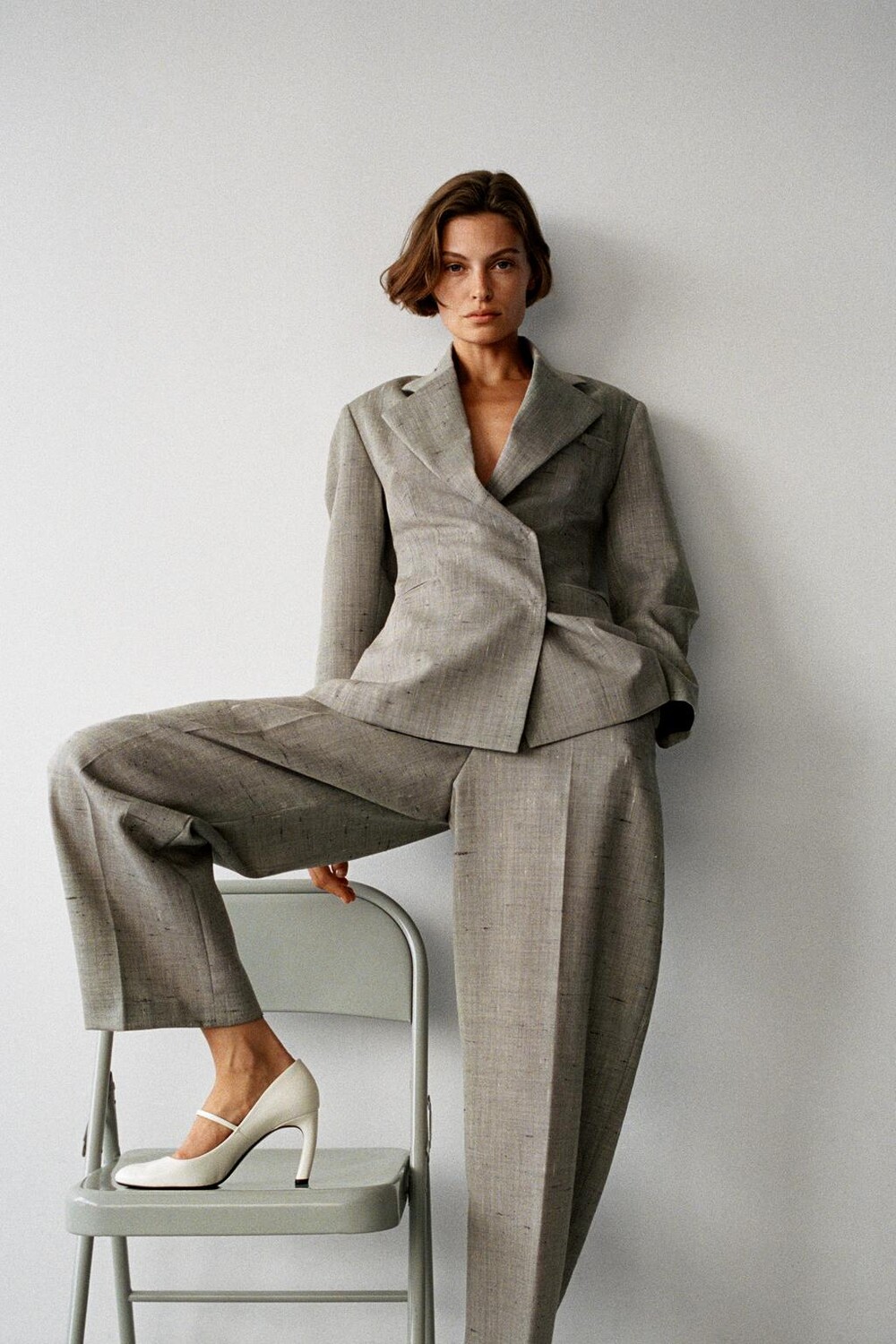 

Пиджак из 100% шерсти ZARA, серый
