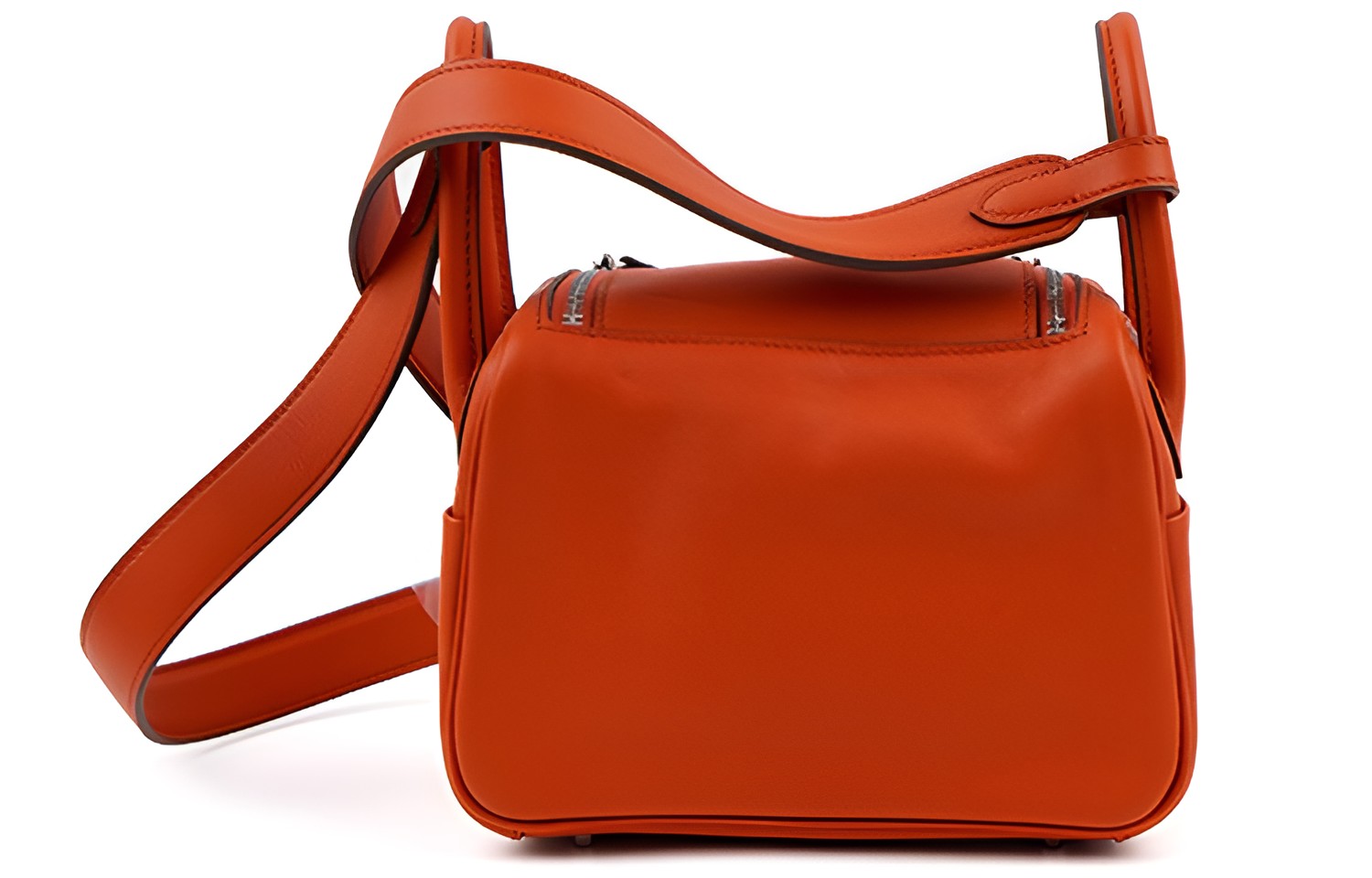 HERMES Сумка Lindy Swift из телячьей кожи, мини-сумка через плечо, кросс-боди для женщин Terre Battue/Sesame Red Earth/Sesame — фото 3