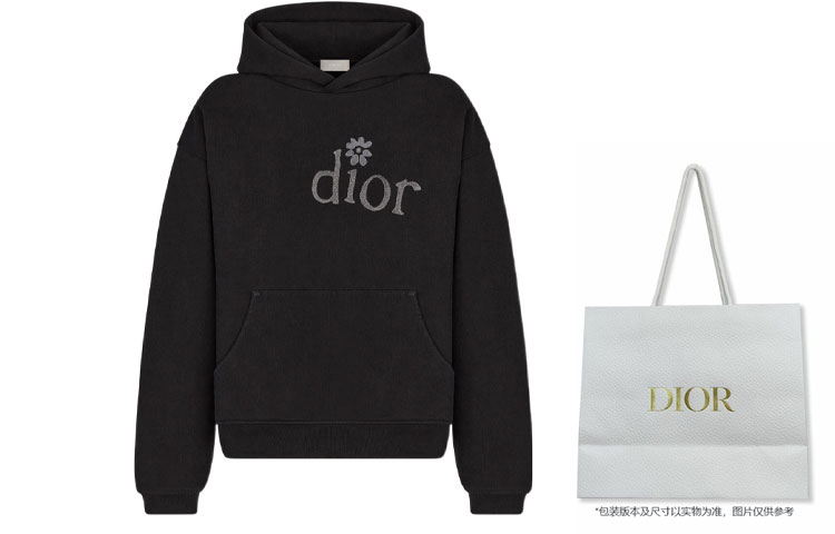 X Erl Relaxed Fit Hooded Sweatshirt DIOR, Black — фото 3