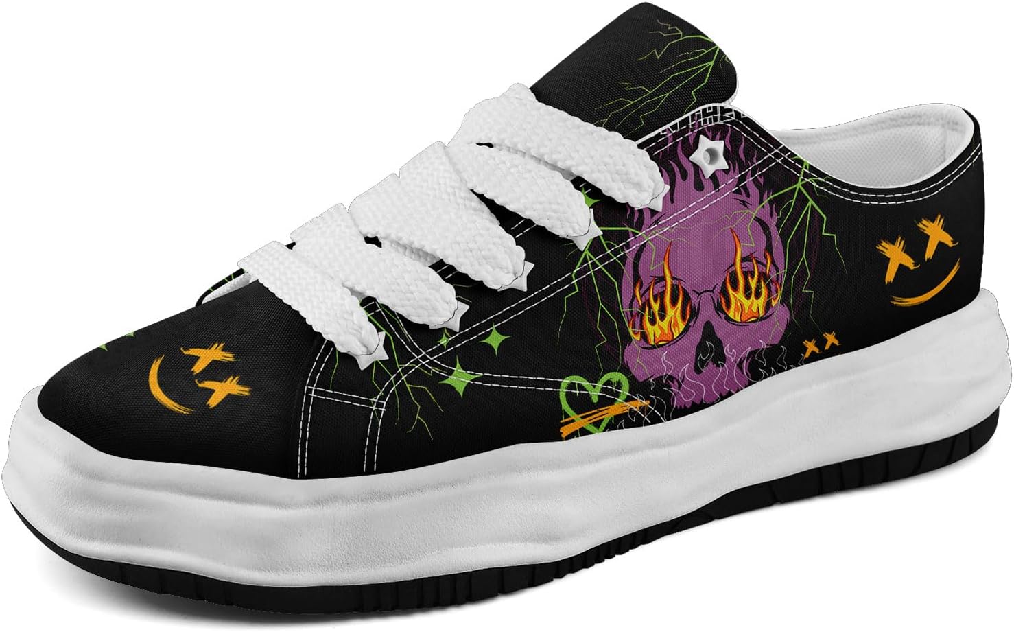 

Мужские готические кроссовки coolcustomize с черепами, модные, повседневные, для скейтбординга, из холщовой ткани, женские, уличная мода, удобные для ходьбы, фиолетовый