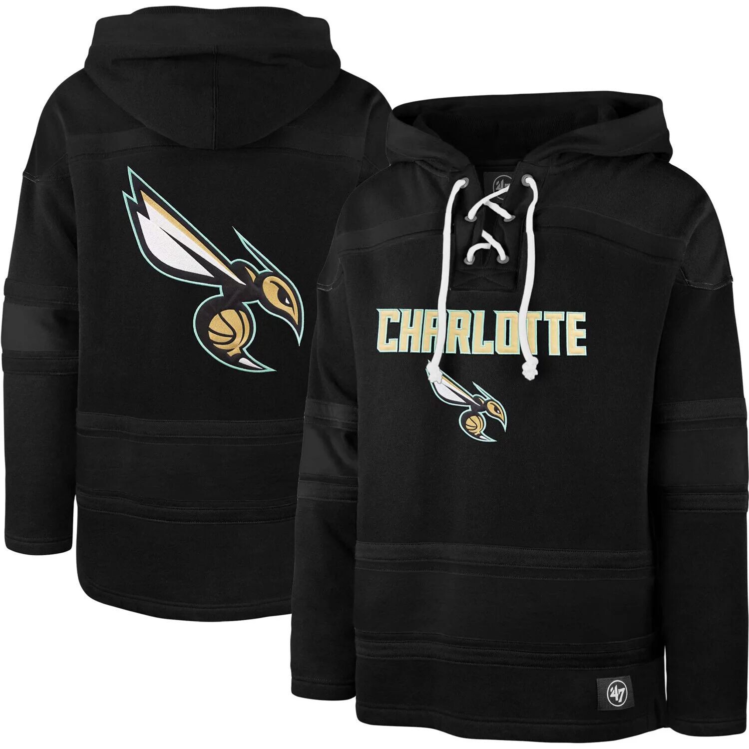 

Мужская черная худи Charlotte Hornets 2022/23 Pregame MVP со шнуровкой '47 - City Edition, Черный, Мужская черная худи Charlotte Hornets 2022/23 Pregame MVP со шнуровкой '47 - City Edition