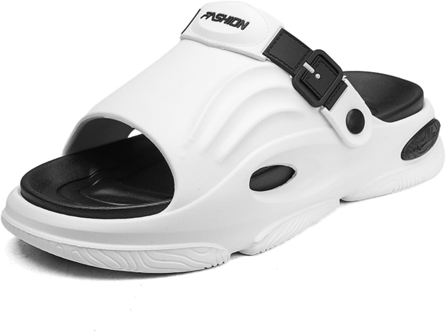 

Модные и удобные мужские шлепанцы с открытым носком, изготовленные из легкого и мягкого материала EVA, уютные тапочки, пляжные сандалии для прогулок и домашнего использования Khwfjas, белый