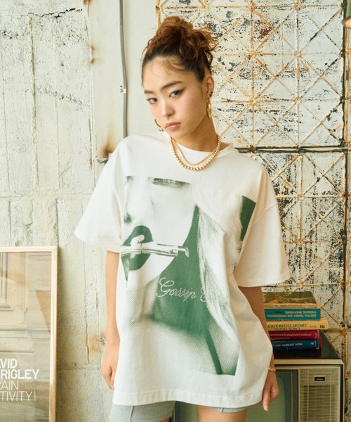 

INTER FACTORY Футболка с принтом и стразами, GOSSIP CLUB, белый