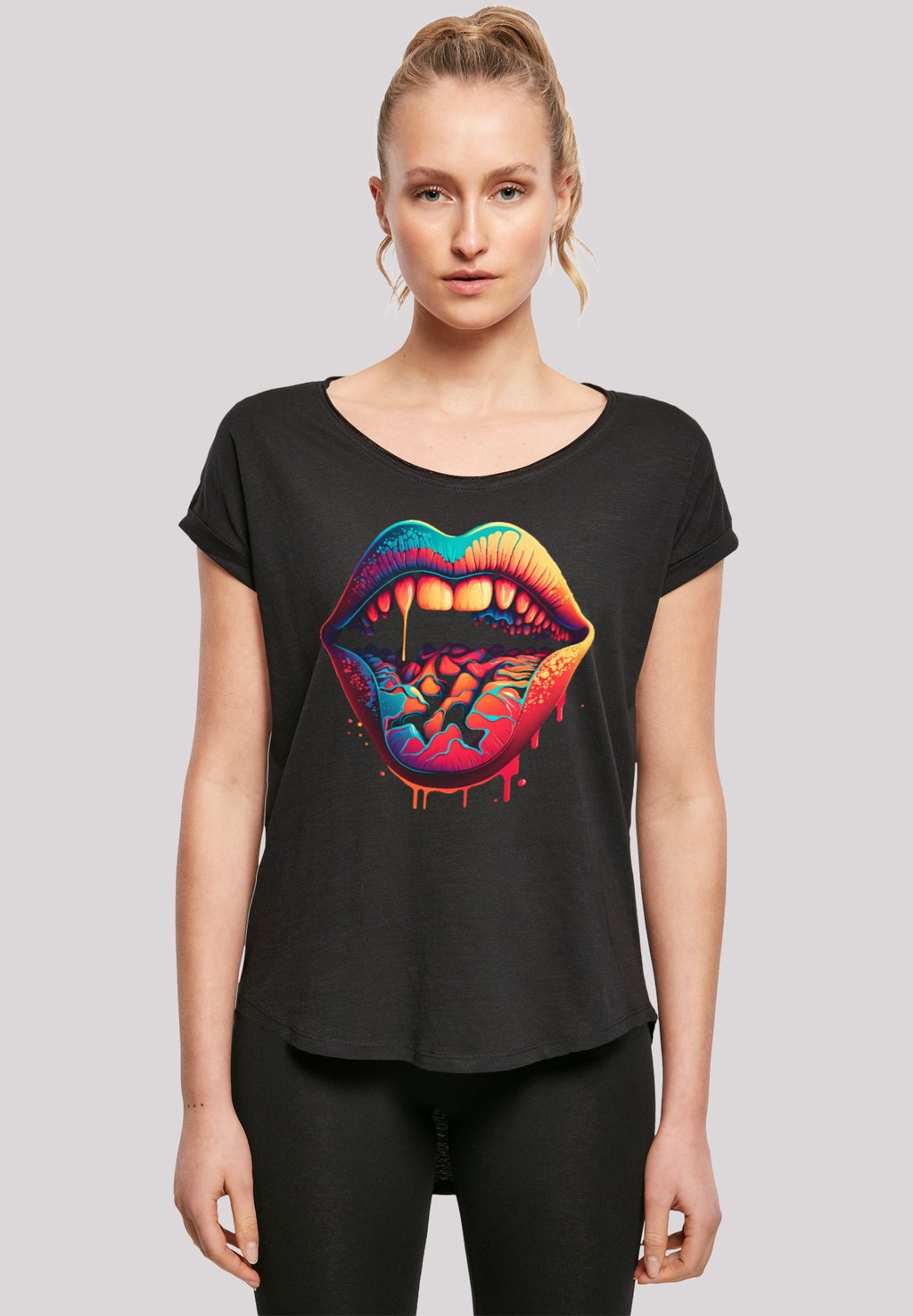

Футболка с принтом DROOLING LIPS F4NT4STIC, черный