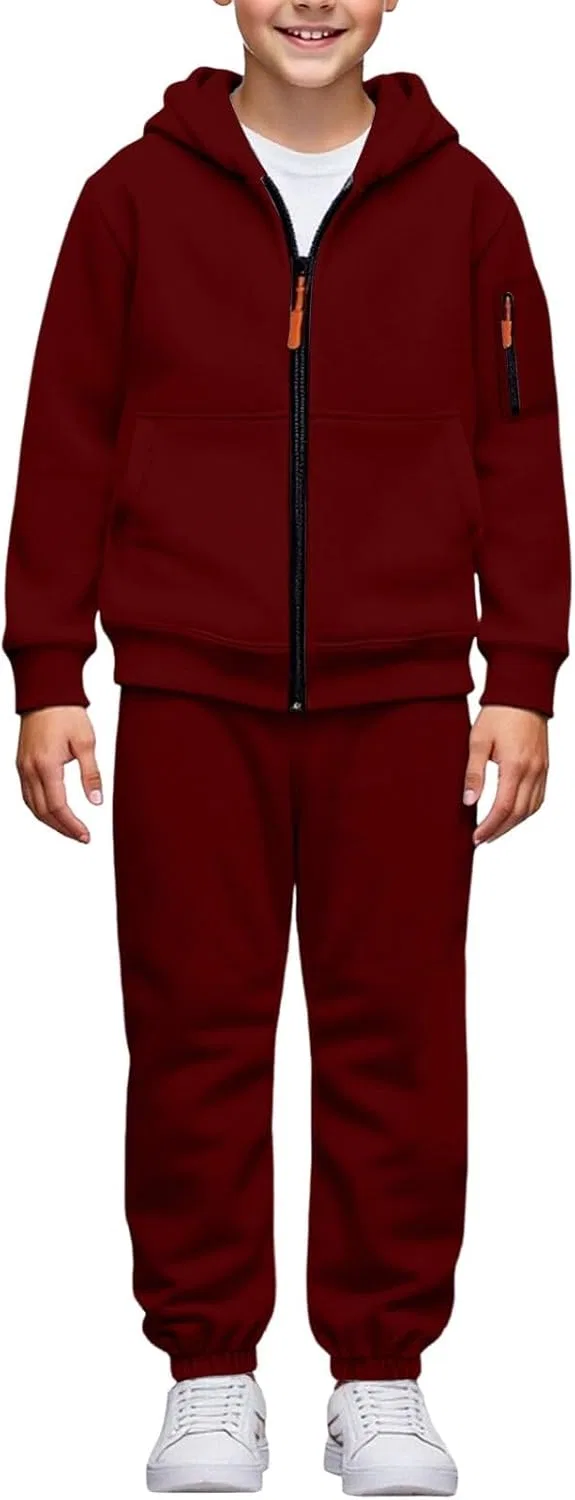 Детский костюм из флиса, толстовка и джоггеры, Generic, Wine — фото 2