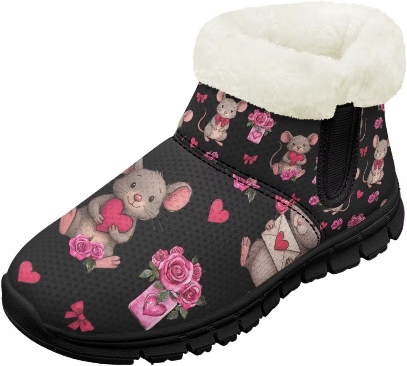 

Детские зимние ботинки для девочек с меховой подкладкой, короткие, с противоскользящей подошвой, легкие, теплые ботиночки на молнии Pointodoor, Rat Bee