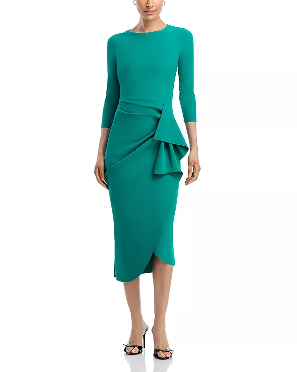 

Платье Wang с рукавами 3/4 и боковыми оборками Chiara Boni La Petite Robe, зеленый