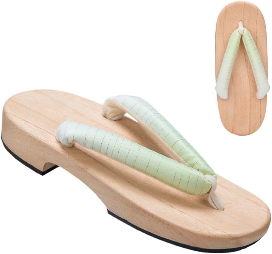 

Деревянные клоги для женщин, сандалии гета, японские таби, шлепанцы-нимы, мужские мюли, тапочки на платформе для подростков - для косплея, стояние весь день, костюм гейши, удобная прогулка Geerta, зеленый