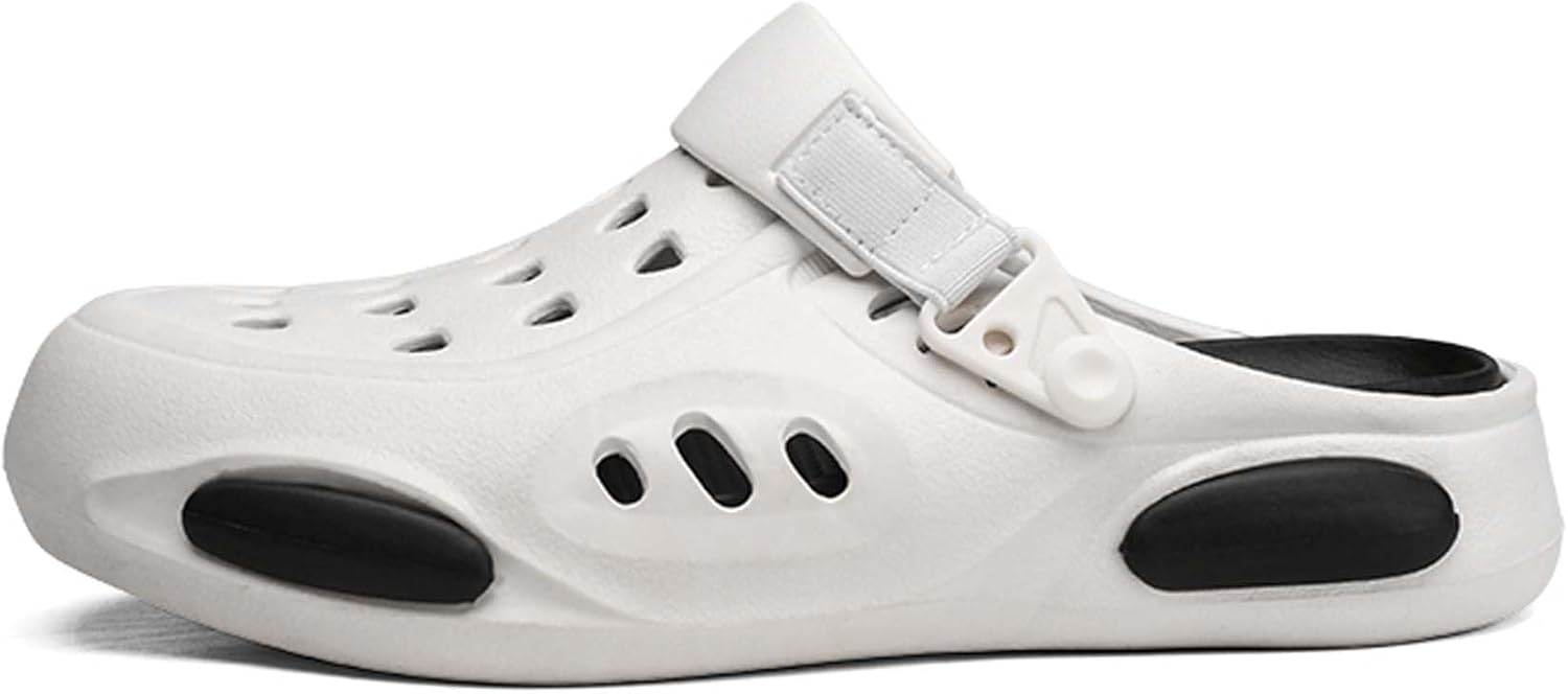 

Сандалии с толстой подошвой с ощущением «попа» и отверстиями, мужские тапочки с капюшоном, легкие повседневные сандалии Generic, белый/черный