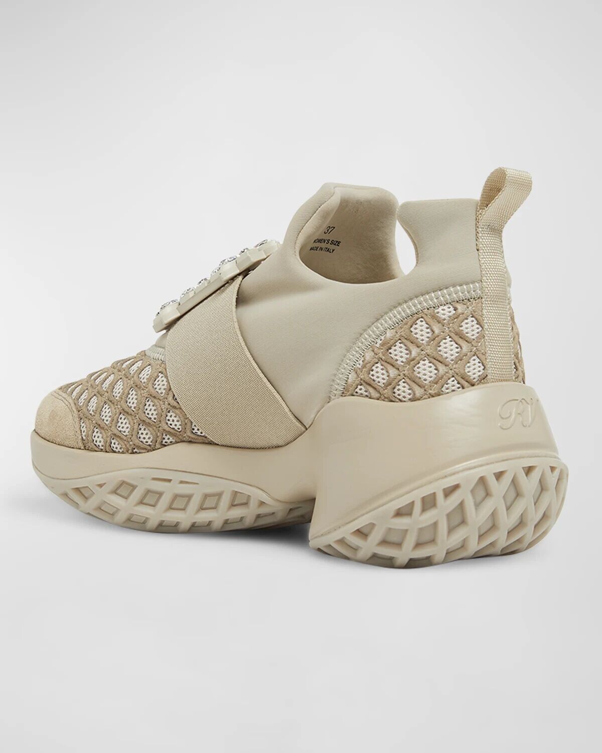 Массивные кроссовки с пряжкой и стразами Viv Run Roger Vivier, цвет Beige — фото 3