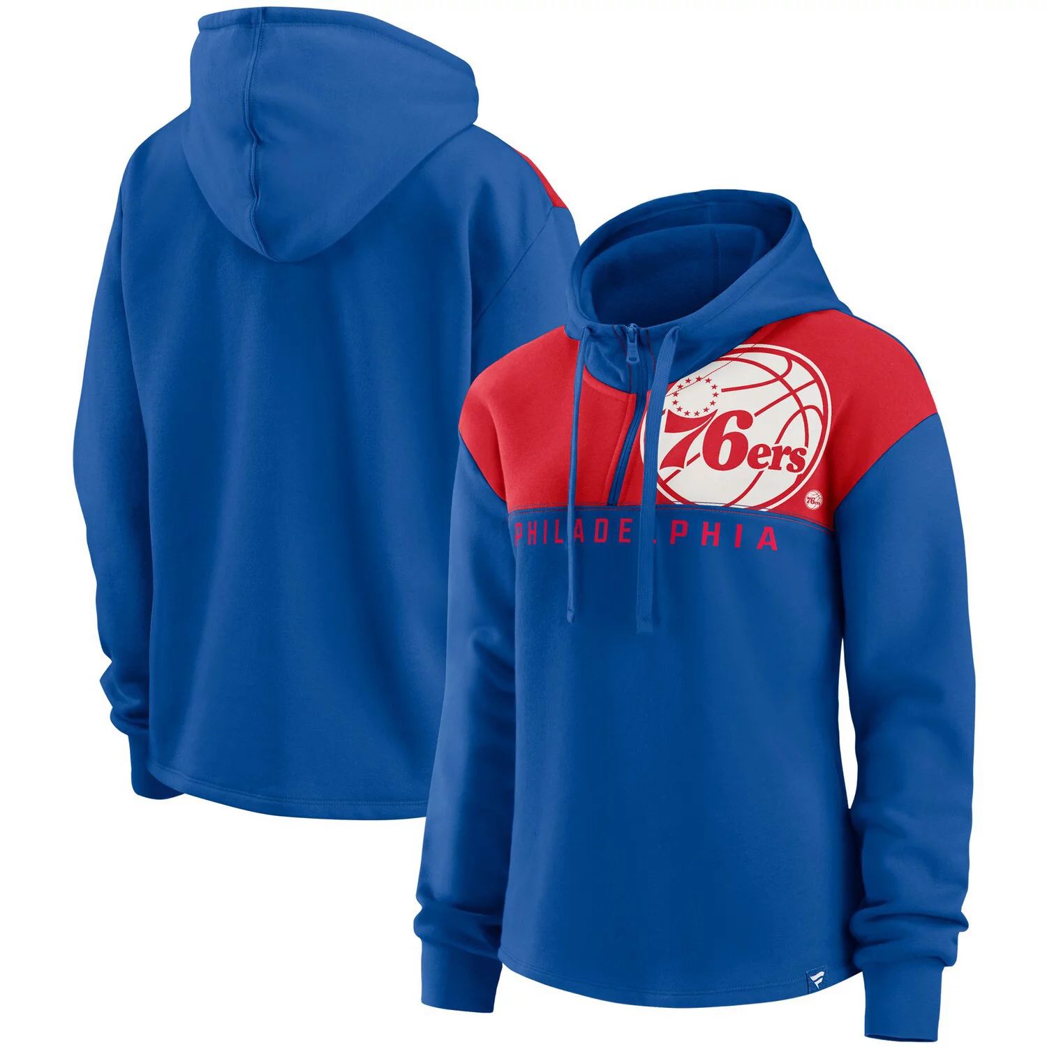 

Женская толстовка с капюшоном Fanatics Royal Philadelphia 76ers с молнией четверть Fanatics