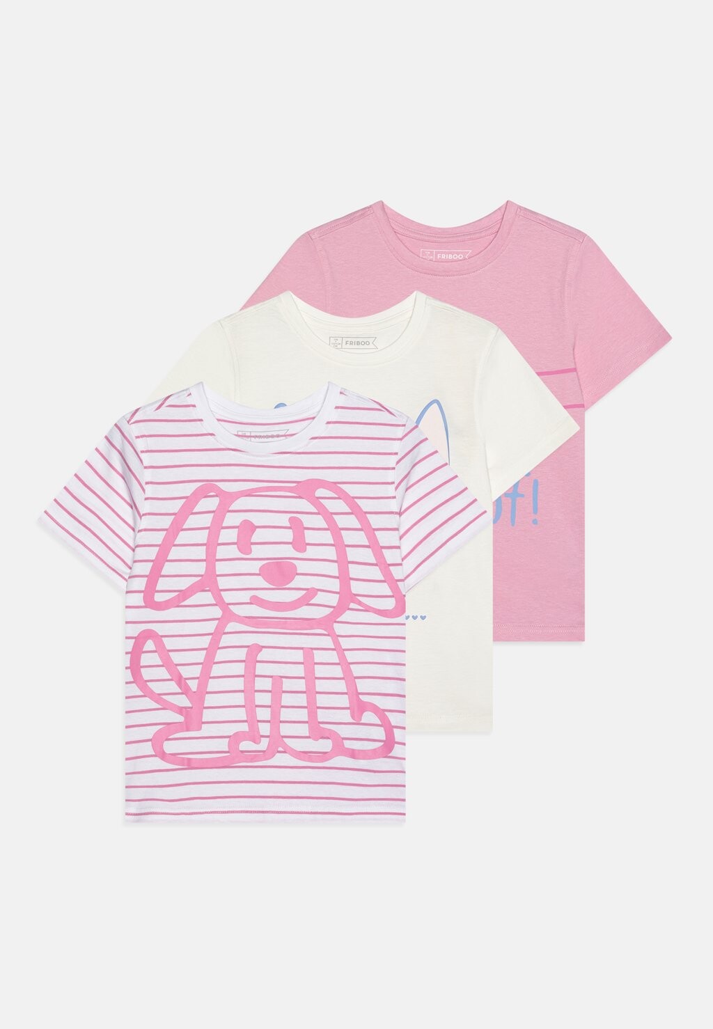 

НАБОР 3 – принт на футболке 3 PACK Friboo, цвет light pink/white