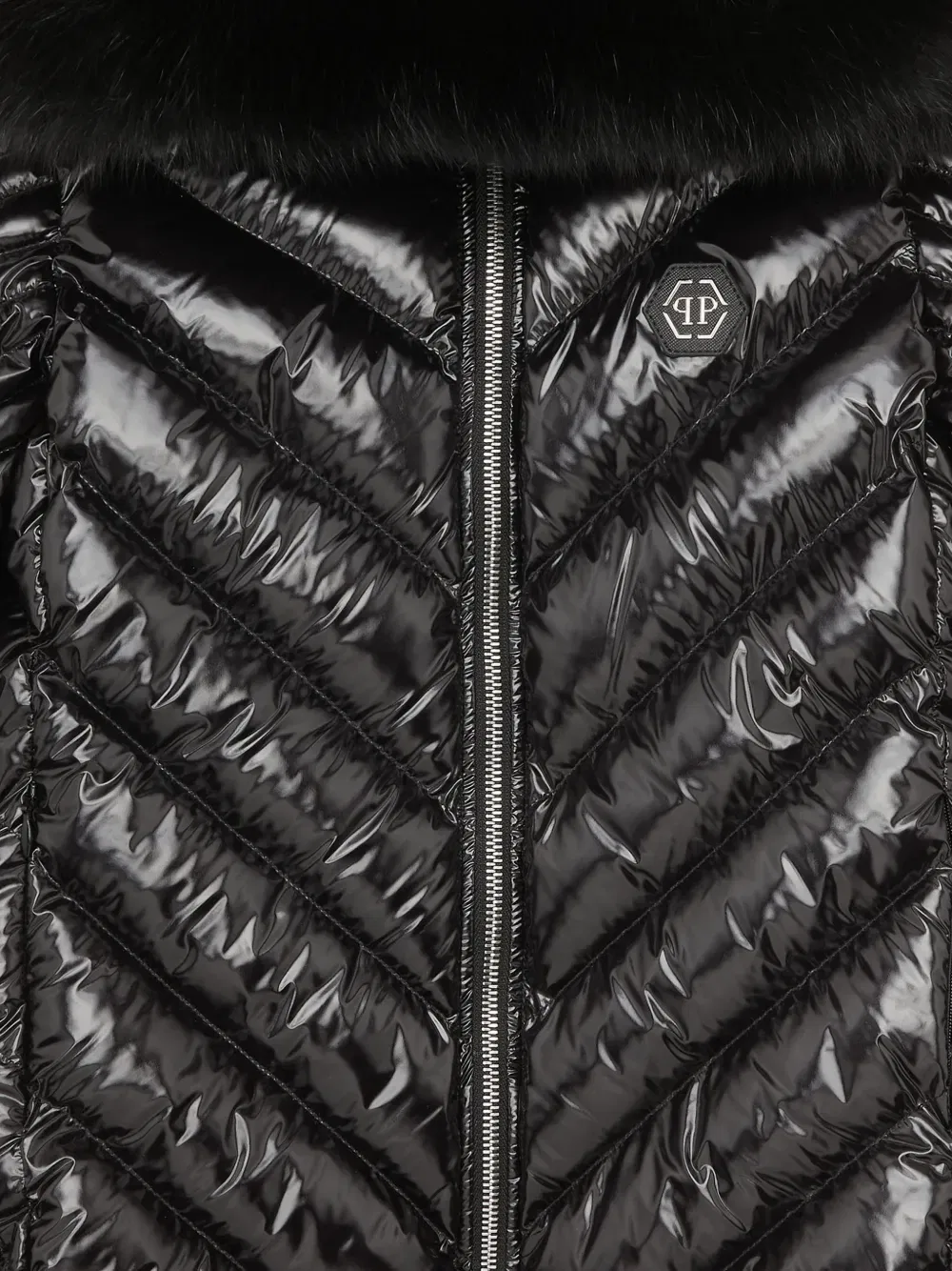 Пуховик Philipp Plein Junior, черный — фото 3